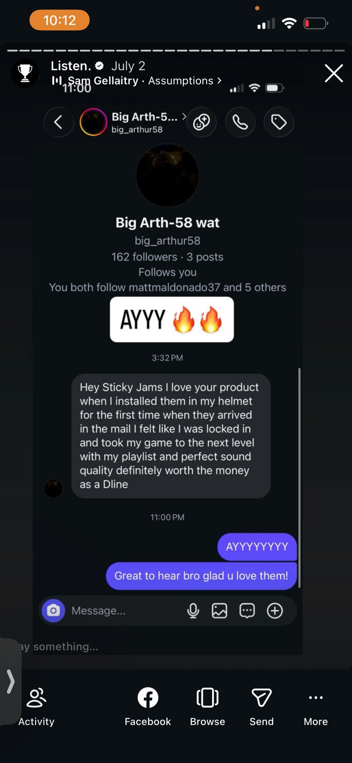 Sticky Jams customer message