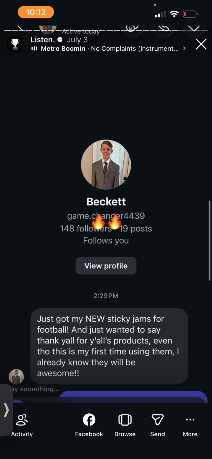Sticky Jams customer message