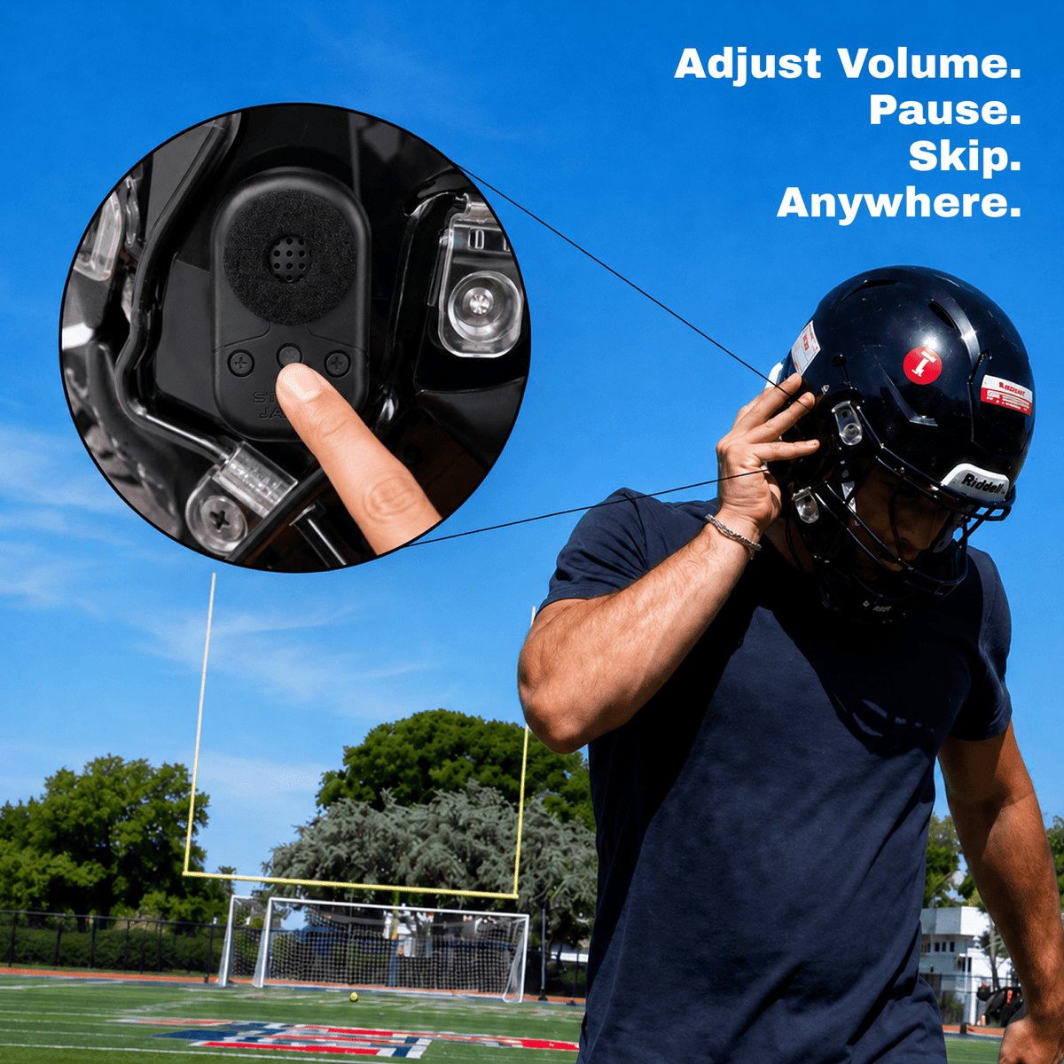 coaching speaker for a football helmet Sticky Jams Speakers MPFN-5332810 Schutt - Return of with the receiver attaching Color:Indigo Denim