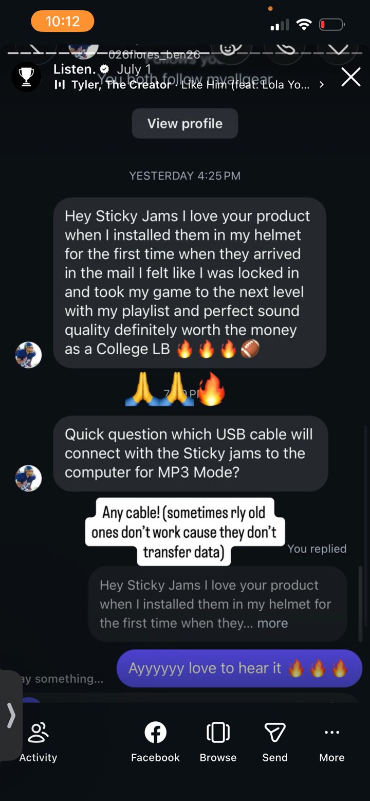Sticky Jams customer message