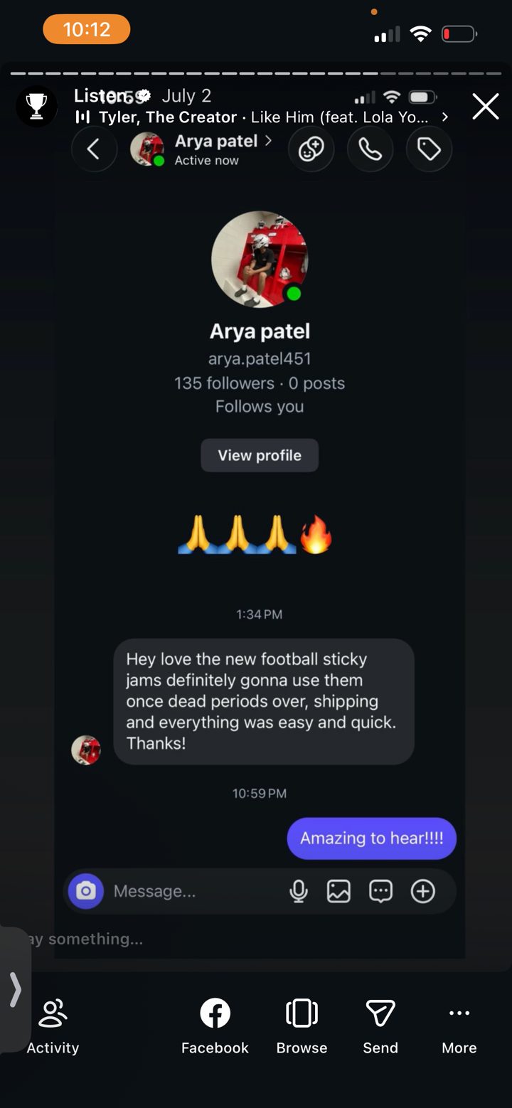 Sticky Jams customer message