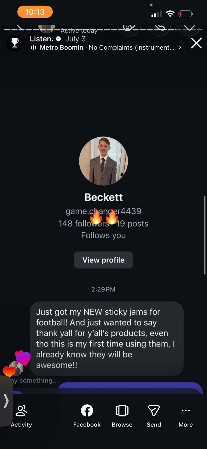 Sticky Jams customer message